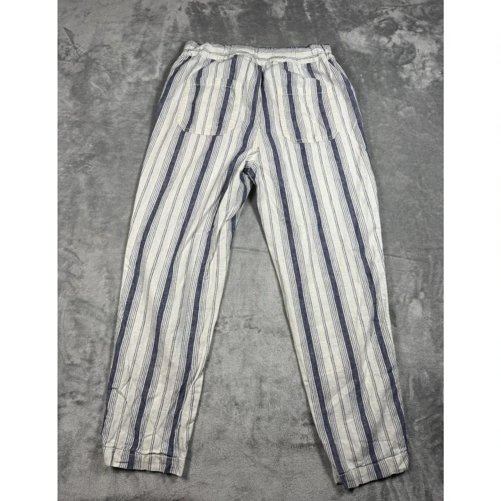 Anthropologie Seashore Striped Linen Blend Drawstring Pants Size 2P - Picture 9 of 13